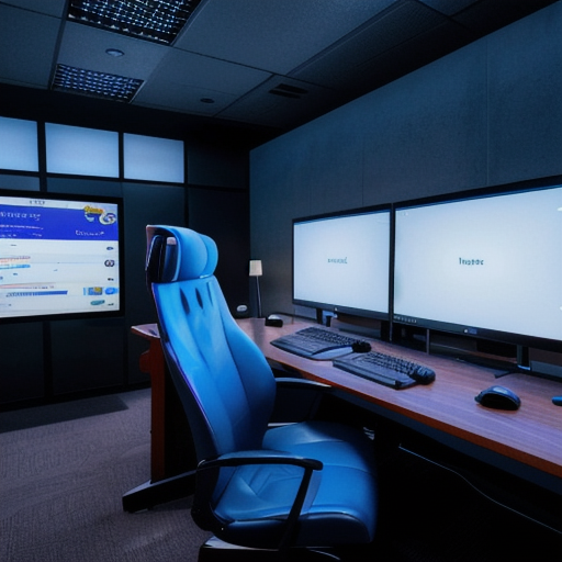 Modern enterprise command center dashboard, no people, blue corporate lighting